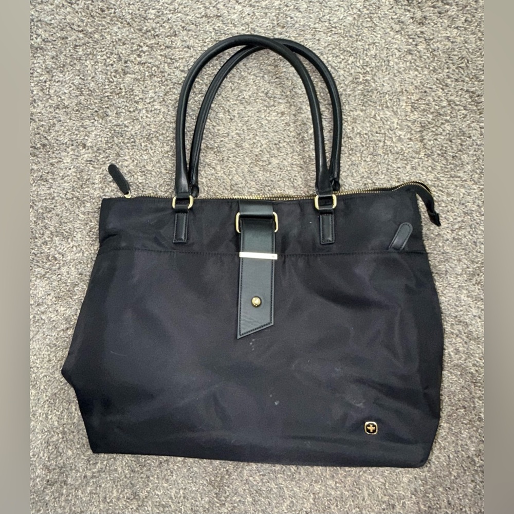 SwissGear Black and Gold Laptop Bag with Versatile Design